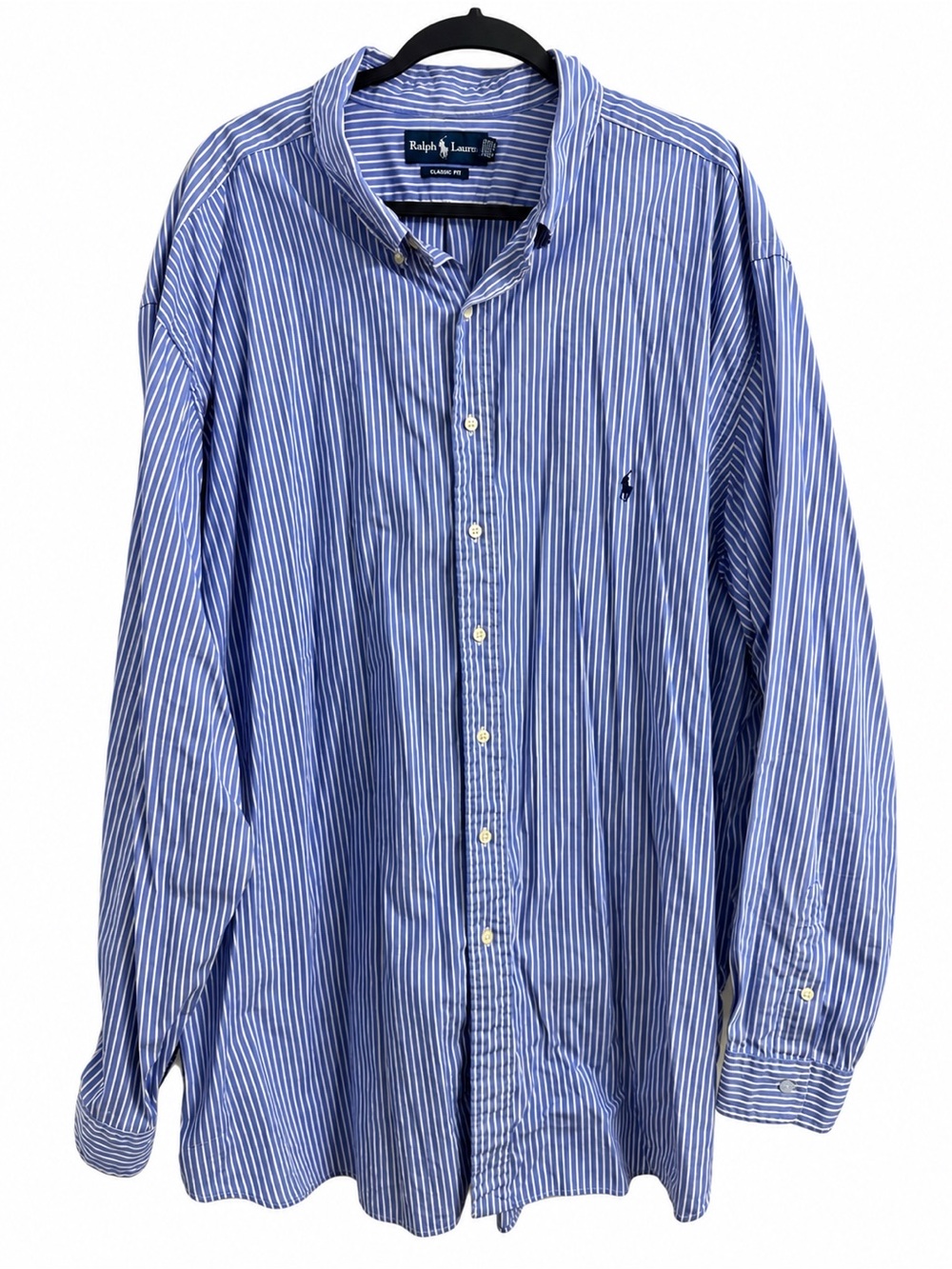 Ralph Lauren Cotton Blue White Striped Button Down Shirt Classic Fit Pony 4XLT